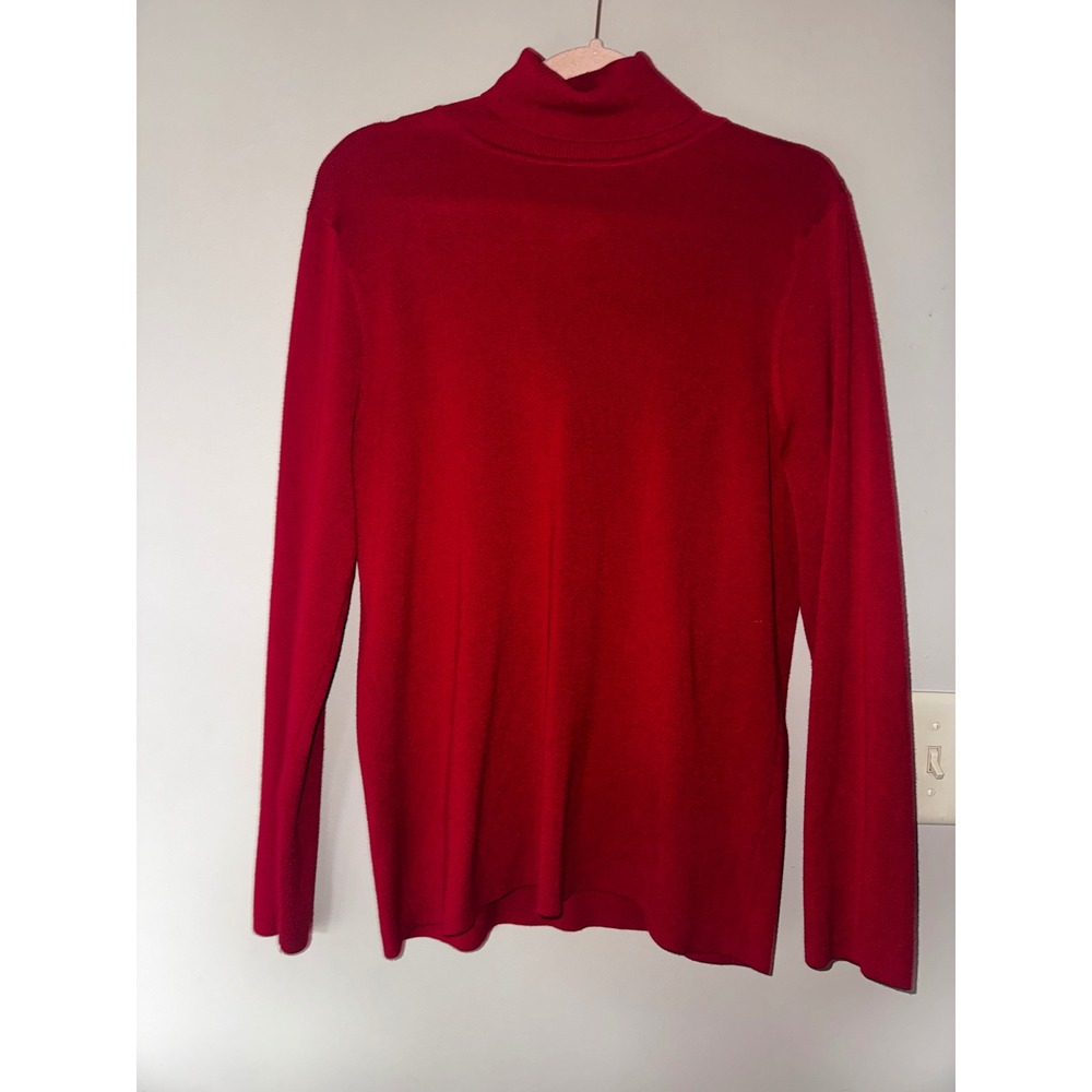 Chicos Red Turtleneck Sweater Long Sleeve Knit Top Size 3 XL